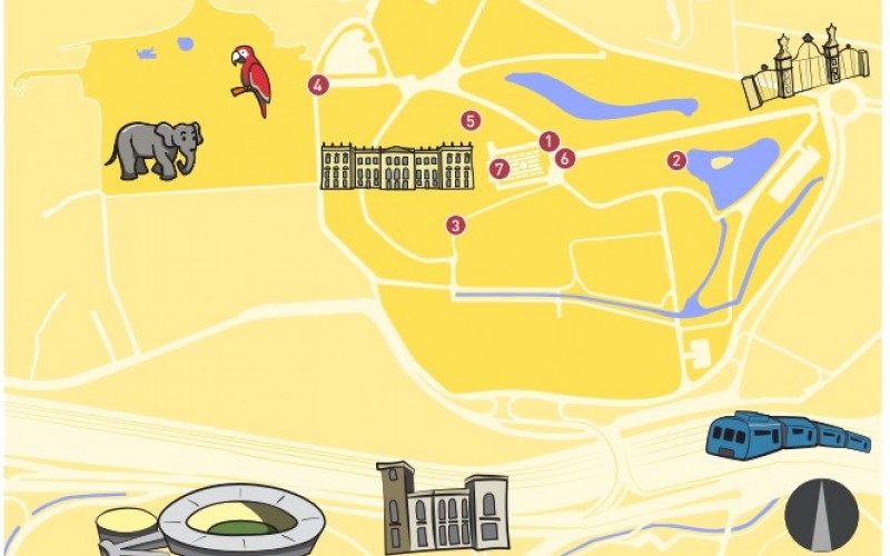 Mapa A3 indicando os pontos de interação dentro da Quinta da Boa Vista